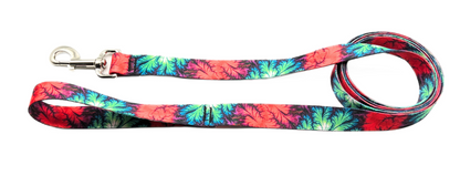 red green and black tie dye custom leash design by northwest straps.