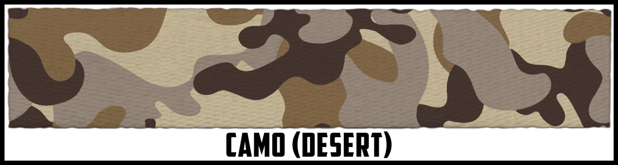 Traditional desert camo. 2 Inch custom picture quality polyester webbing. Design by Northwest Straps.