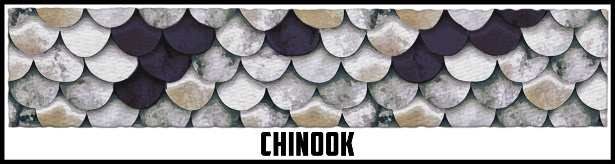 Chinook Salmon scales.  1 1/2 Inch custom picture quality polyester webbing. Design by Northwest Straps.