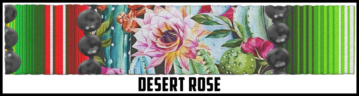 Desert rose on colorful background.  1 1/2 Inch custom picture quality polyester webbing. Design by Northwest Straps.