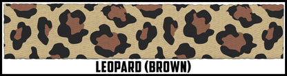 Brown leopard Print.  1 1/2 Inch custom picture quality polyester webbing. Design by Northwest Straps.
