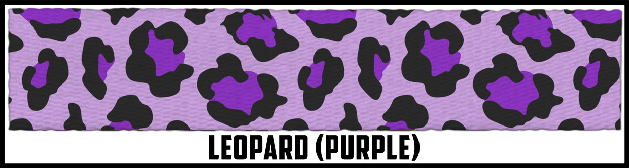 Purple Leopard print. 1 Inch custom picture quality polyester webbing. Design by Northwest Straps.