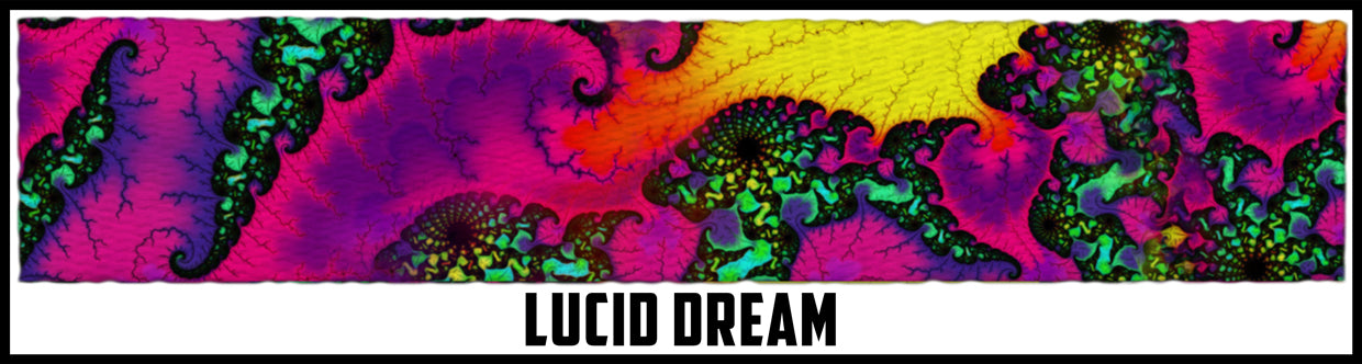 Lucid dreams Trippy, yellow green red pink purple. 1 Inch custom picture quality polyester webbing. Design by Northwest Straps.