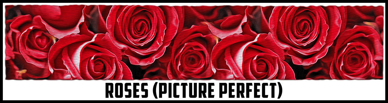 Photorealistic red roses. 3/4 inch custom picture quality polyester webbing. Design by Northwest Straps.